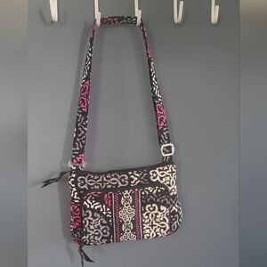 Vera Bradley Shoulder Bag Black Pink Floral Print
